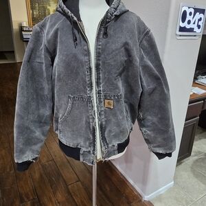 Carhartt Gray Hooded Bomber Jacket